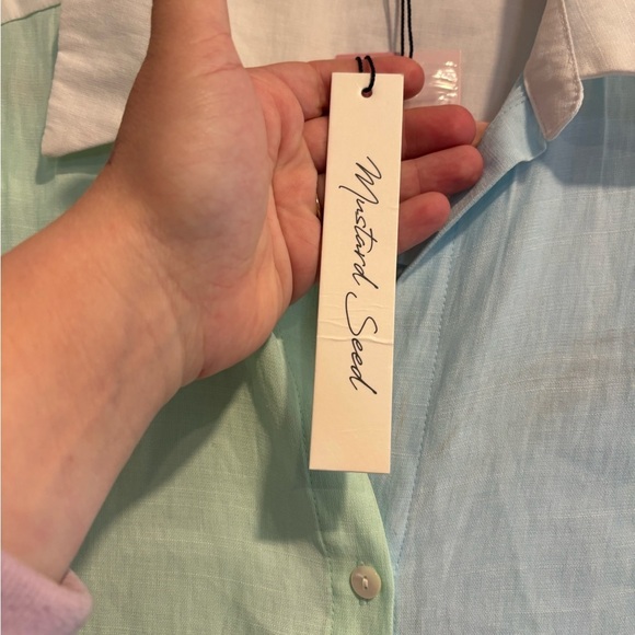 Mustard Seed NWT Color block Button-Up Shirt - Picture 3 of 5